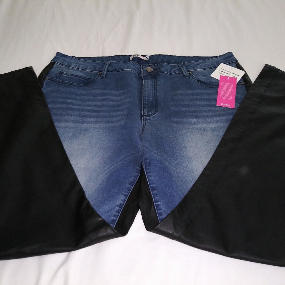 🙌BOGO🙌$18🙌PLUS DENIM & LEATHER BACK JEANS - Picture 3 of 8